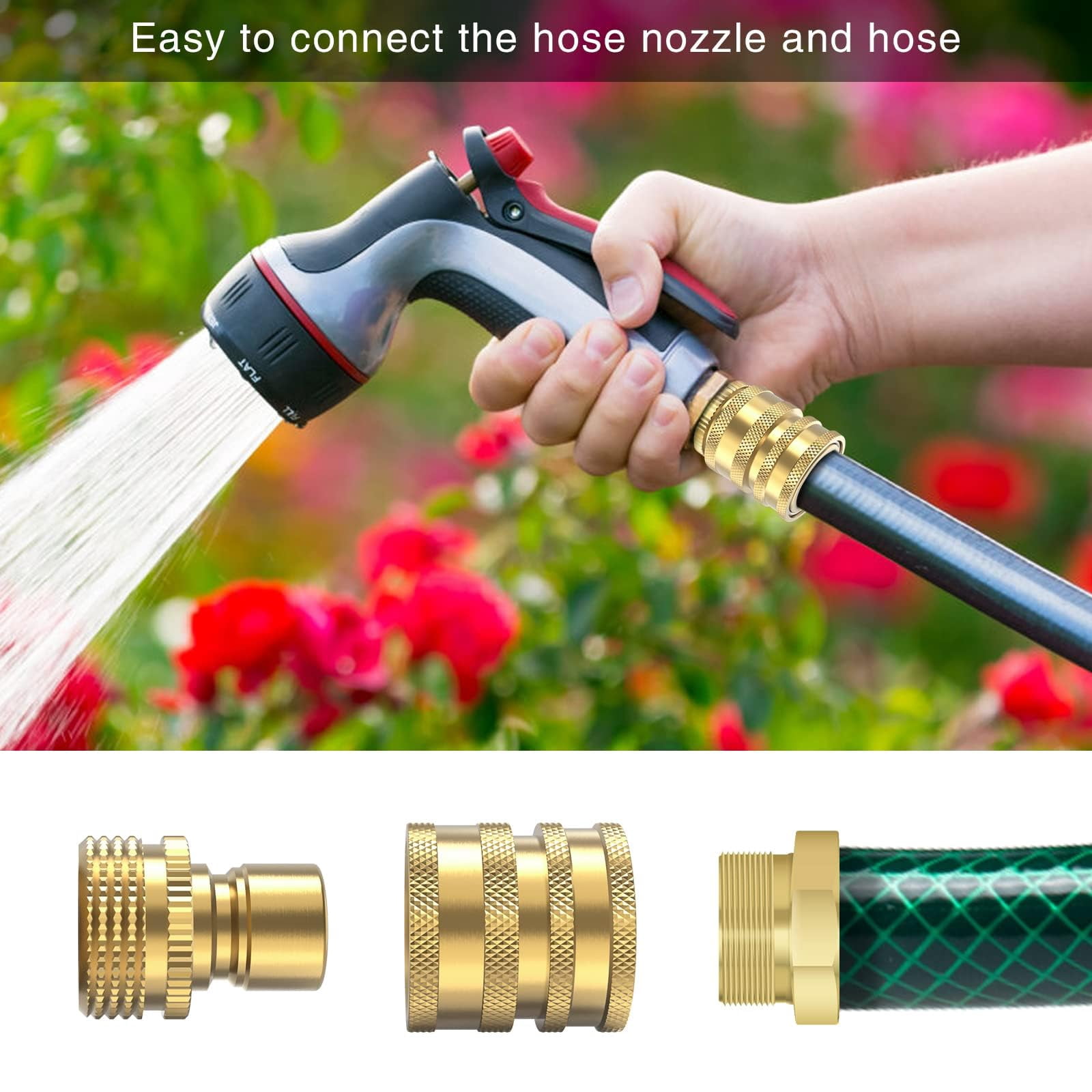 6 Sets Brass Quick Connect Hose Fittings  3/4 Inch Garden Water Connectors