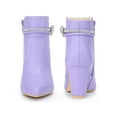 thumbnail image 2 of BLISSFUL STEP Women's Ankle Boots Rhinestone Bow Chunky Heel Pointed Toe Side Zip Boots Purple 7, 2 of 6