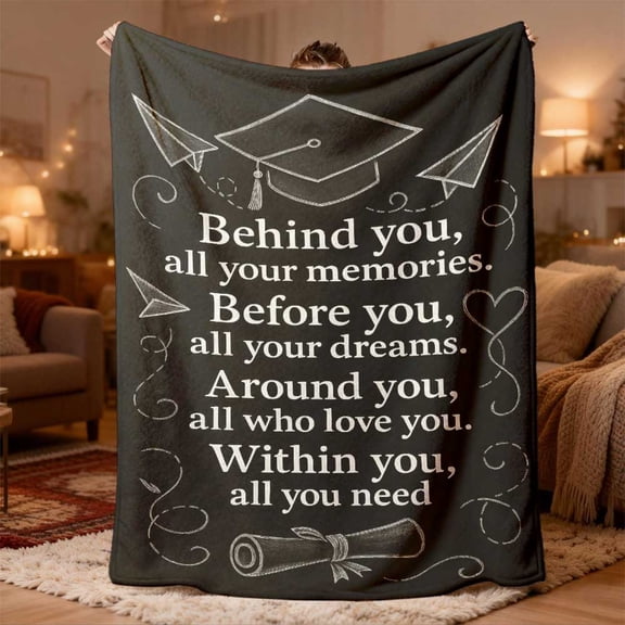 1pc Retro Doctoral Degree Graduation Blanket for Sofa or Bed Diploma Design Machine Washable Flannel Throw Gift for Graduates for Her Him for Students for Husbands Wives Fathers