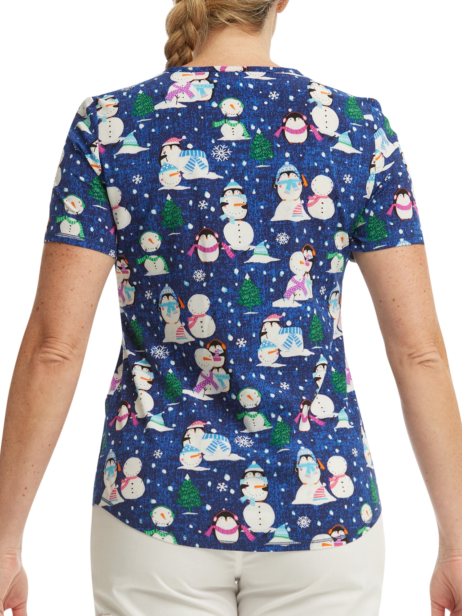 Scrubstar Women's Penguin Playtime V-Neck Print Scrub Top WM42T738GD