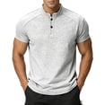thumbnail image 4 of Workout Shirts Quick Dry Thick Distressed Washed T-Shirts for Men Compression Shirt Men Men's Solid Color Casual Button Short Sleeved Round Neck Shirts Gray Xs, 4 of 4