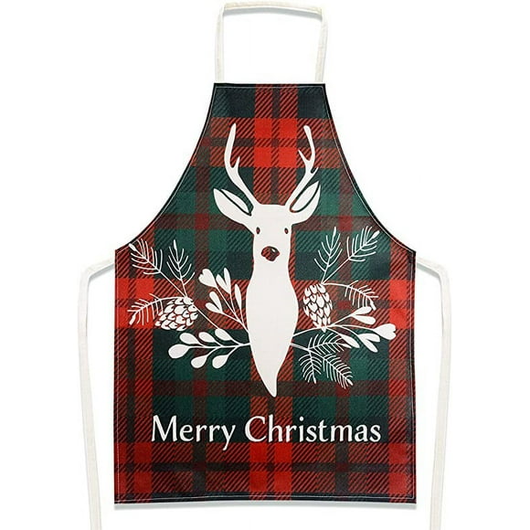 Christmas Apron Chef Apron Checkered Apron Merry Christmas Moose Pattern Family
