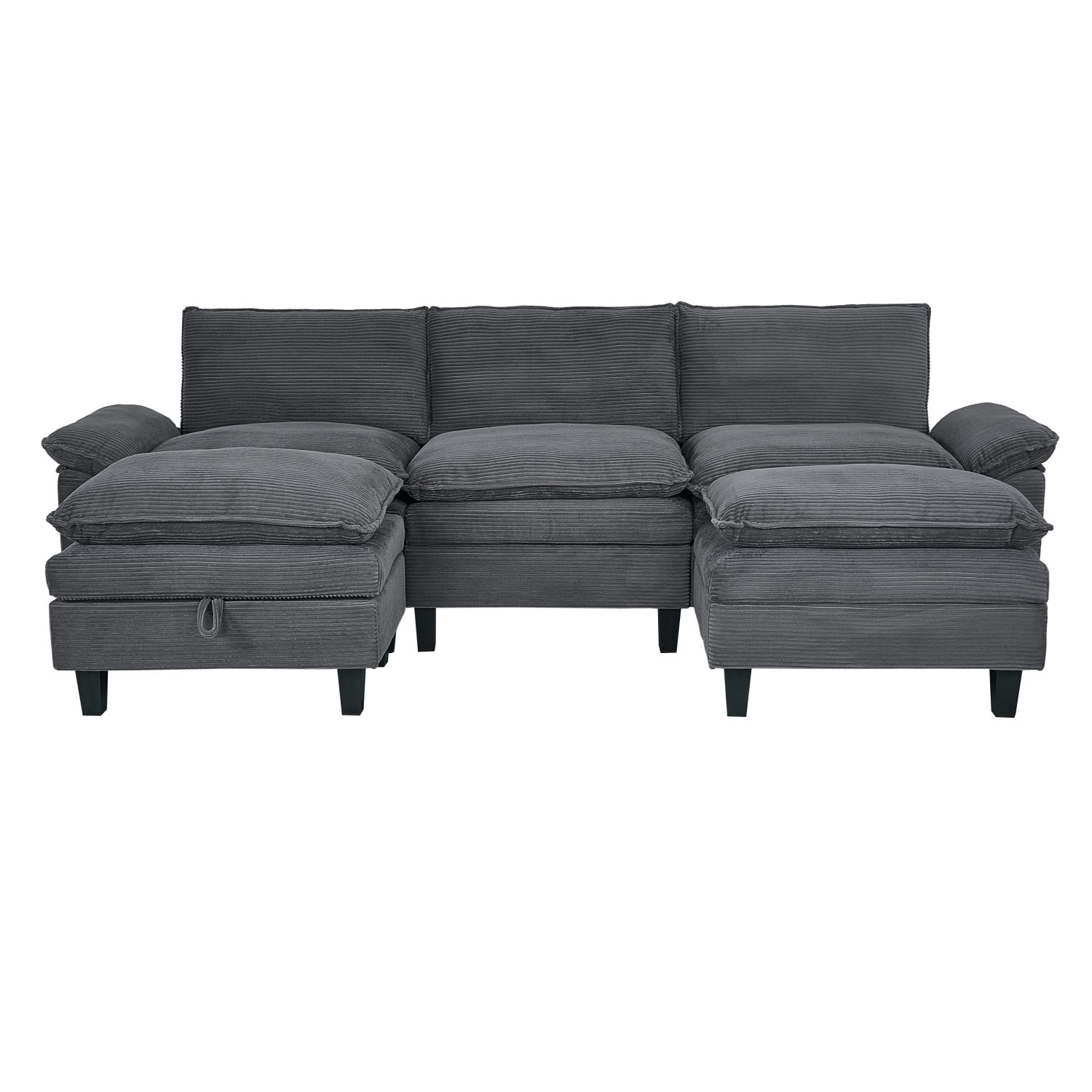 Gewnee Modular Sectional Sofa with Movable Storage Ottomans, U Shaped Cloud Couch for Living Room, 3-Seat