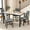 Gray/White, variant on Baxluxe 4-Person Dining Table and Chair Set, Marble Kitchen Dining Table and Chair Set, with 4 Striped Velvet Dining Chairs, Suitable for Apartments, Breakfast Nooks, and Dining Rooms (Beige/Gray)