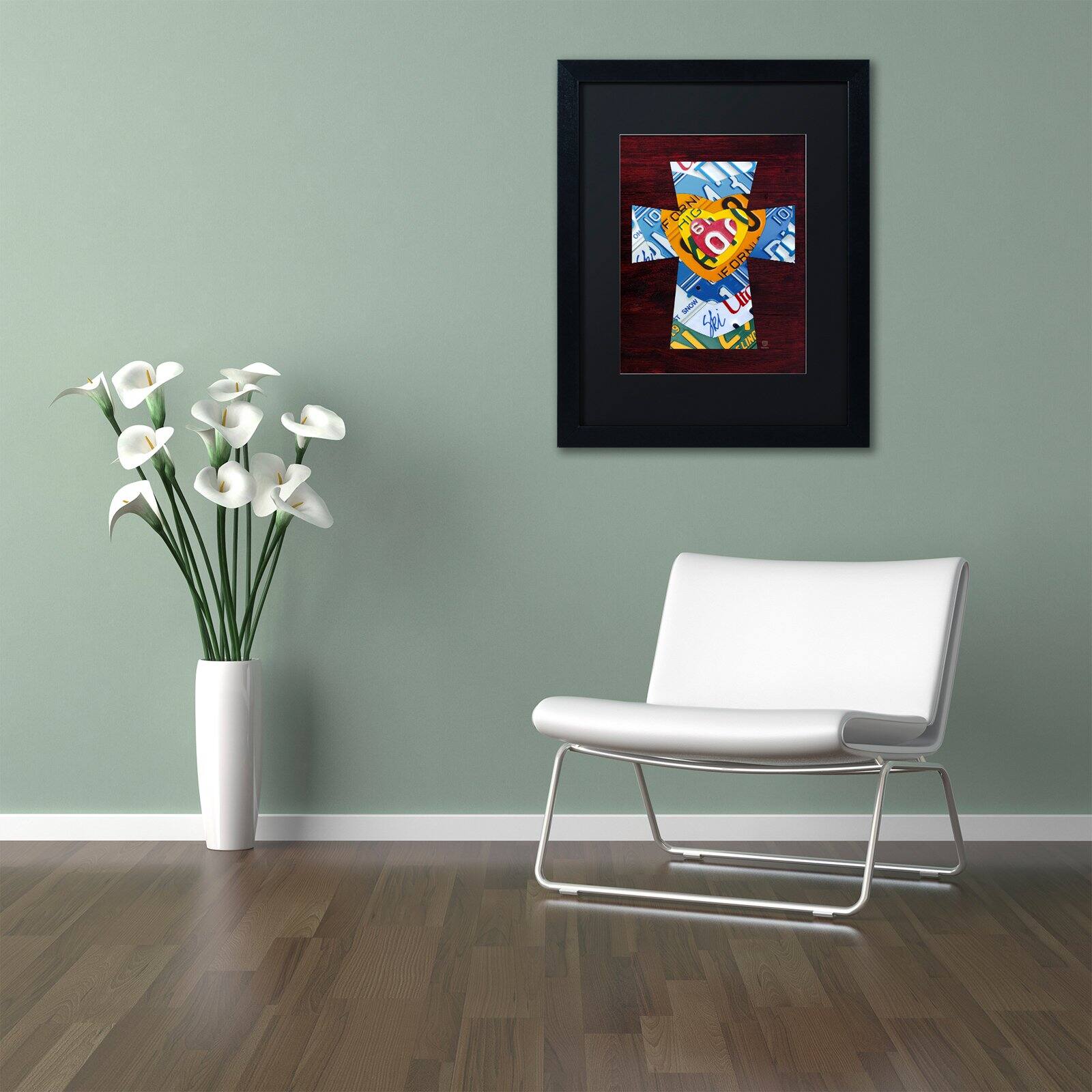 Trademark Fine Art 'Heart Cross' Canvas Art by Design Turnpike, Black Matte, Black Frame
