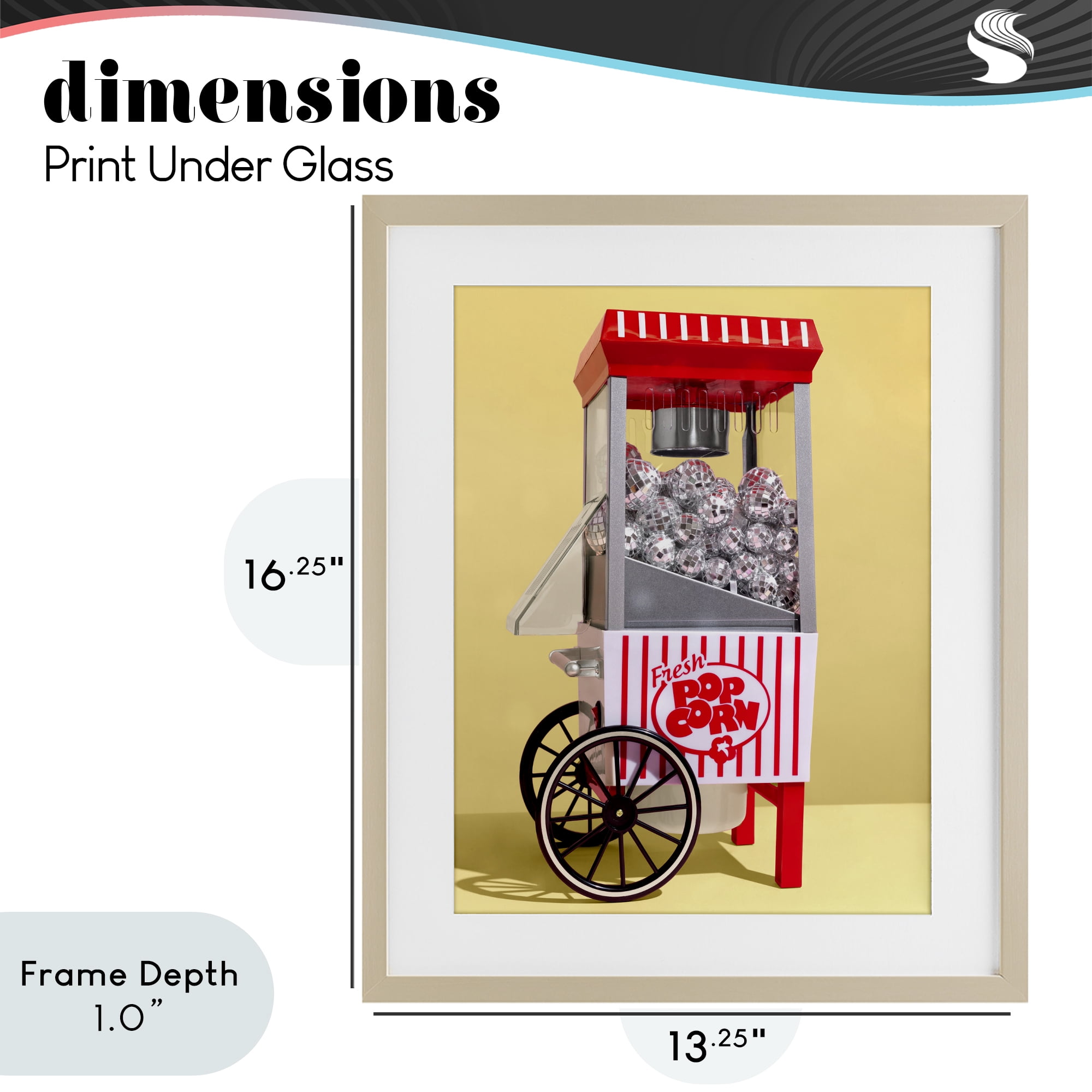 Stupell Industries Disco Popcorn over Yellow Birch Framed Print Under Glass, design by LISH Creative