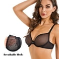 thumbnail image 2 of YANDW Sexy Sheer See Through Bras Unlined Underwire Lace Mesh Non Padded Plus Sizes Bralette 36F, Black, 2 of 6