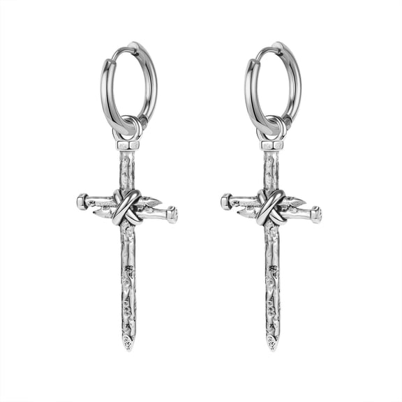 QQTDFG 1 Pair Stainless Steel Hoop Earrings Punk Dangle Drop Earrings Vintage Jewelry-Style 7