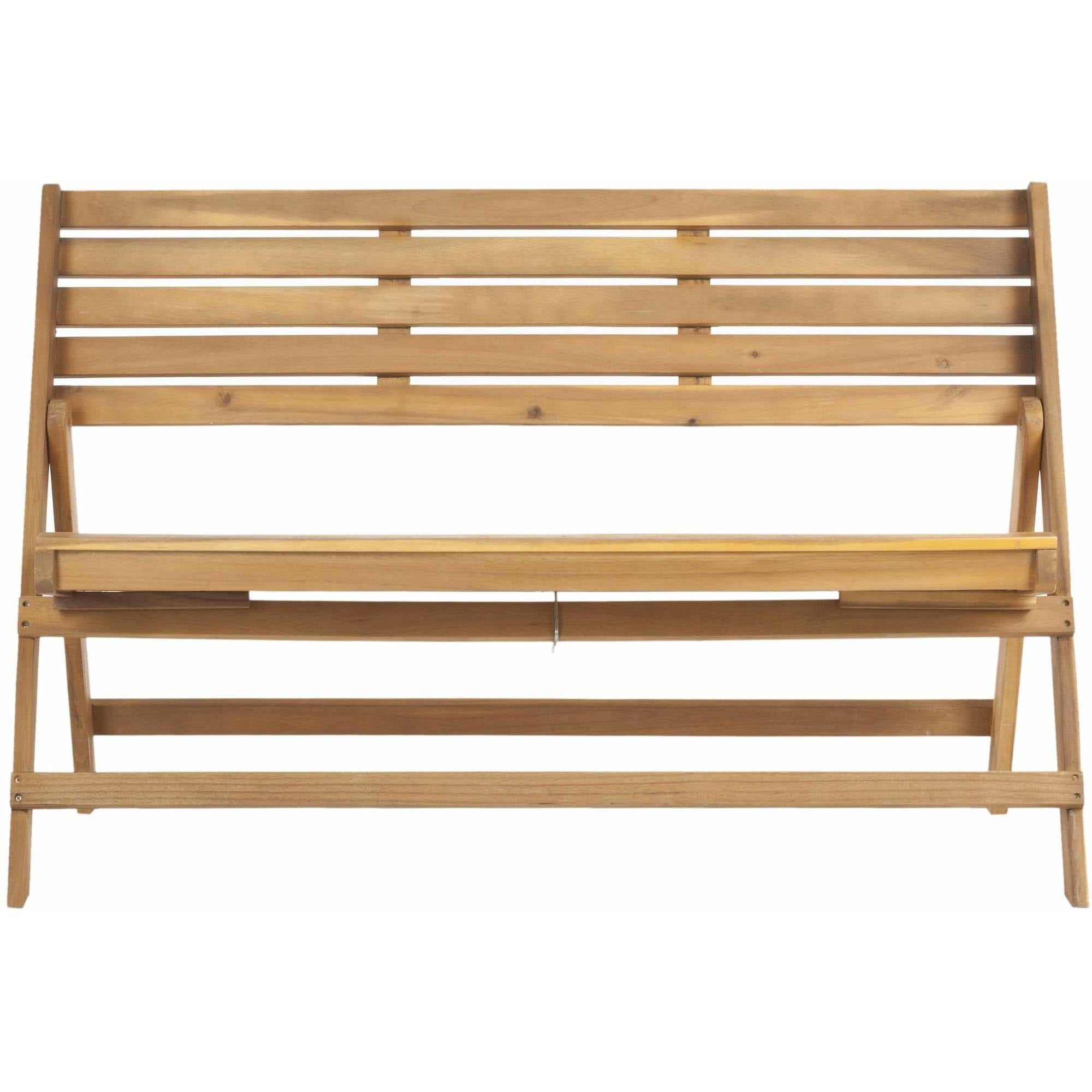 SAFAVIEH Luca Outdoor Patio Acacia Folding Bench, Natural Brown
