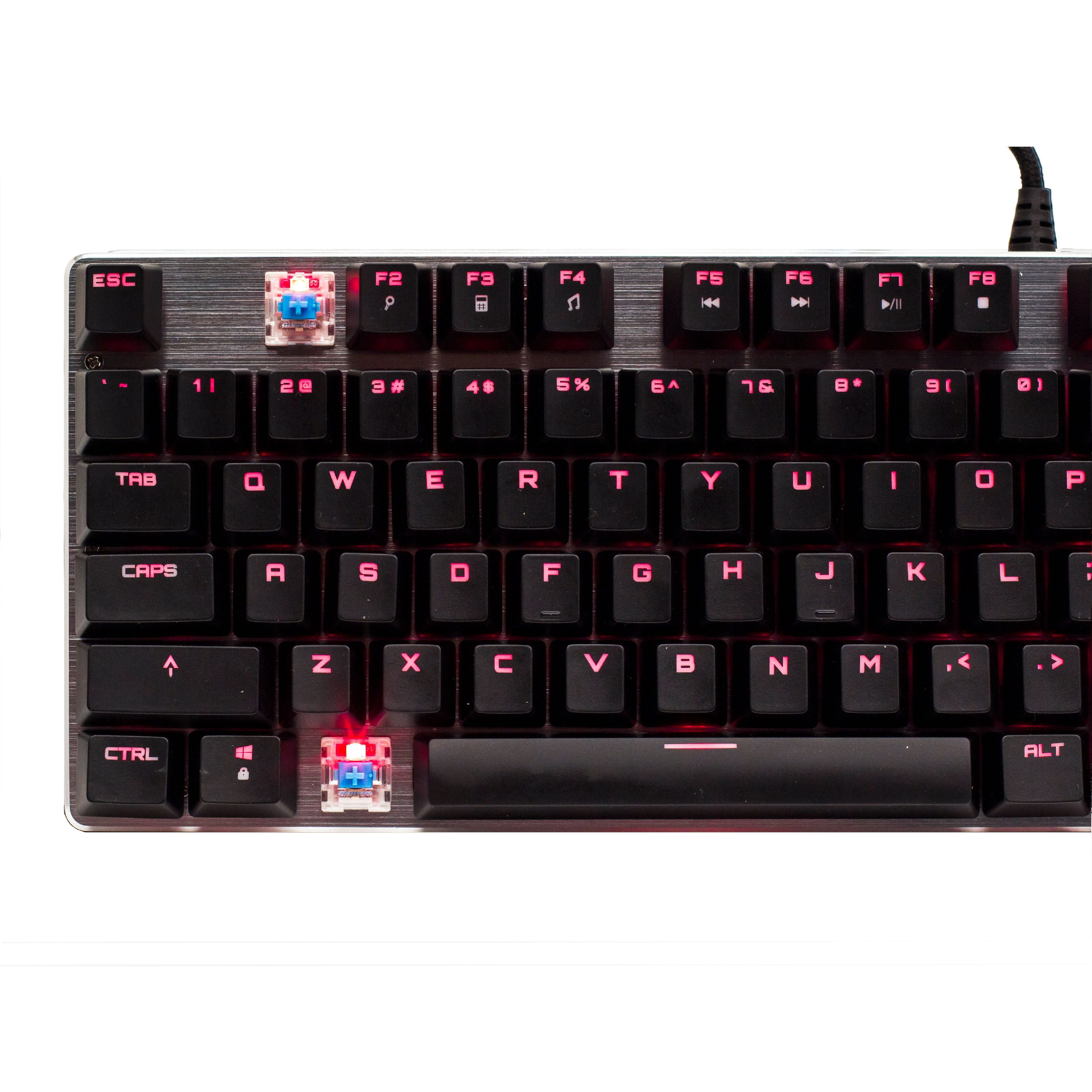Sceptre SK-604 104 Key USB Wired Illuminated Mechanical Gaming Keyboard - Blue Switch - Red LED Backlit