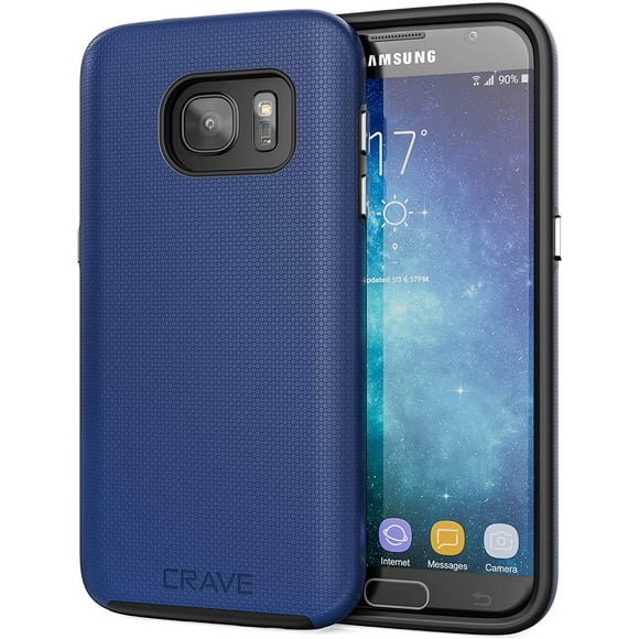 Crave Double Garde pour Samsung S7 Cas, Protection Antichoc Double Couche Cas pour Samsung Galaxy S7 - Navy