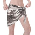 thumbnail image 7 of Women Camouflage Gray Sarong Coverups Chiffon Short Swimsuit Wrap Skirt Beach Bikini Tie Cover Up Wraps, 7 of 7