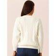 thumbnail image 4 of DARING DIVA V Neck Long Sleeve Sweater Casual Loose Chunky Pullover XL Beige, 4 of 5