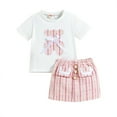 thumbnail image 2 of WOLLED 2 PCS Toddler Girls Skirt Sets Baby Summer Short Sleeve T-Shirt Tops & Short Mini Skirts Set Outfits 18M-6Y, 2 of 11