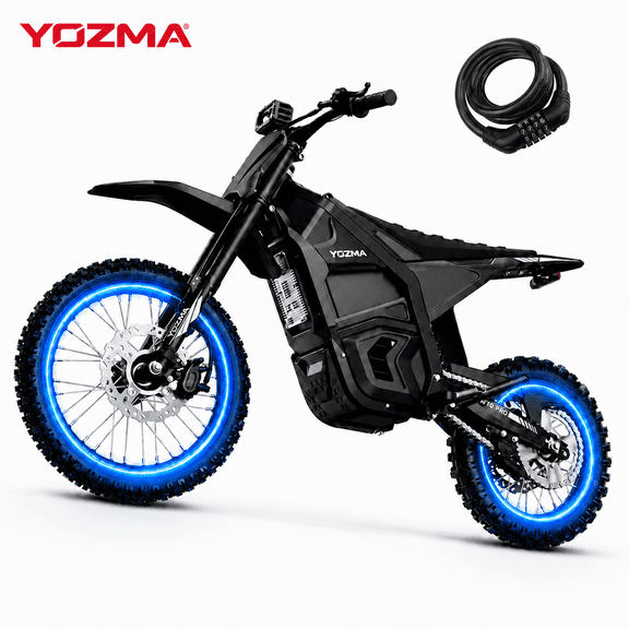 Yozma IN10 Pro 5500W Electric Dirt Bike for Adult, 17"/14" Tire Electric Motorcycle with 60V 27Ah Battery, 50 MPH, 60-Mile Range, 220NM, Hydraulic Brakes, Black