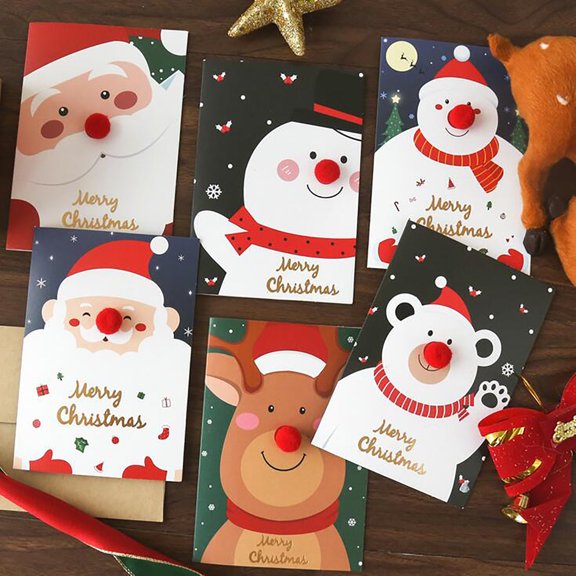 Moocorvic Vintage Kraft Paper Christmas Greeting Card Handmade Blessing Gift Card With Envelope