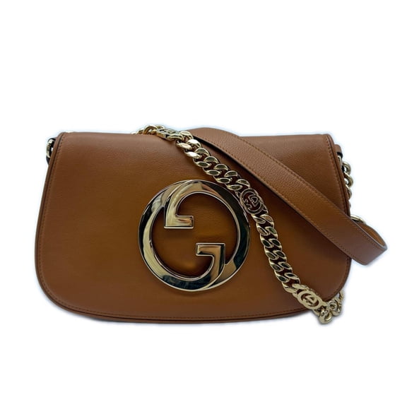Pre-Owned GUCCI Blondie Shoulder Bag 699268 2-way Caramel Leather Women's