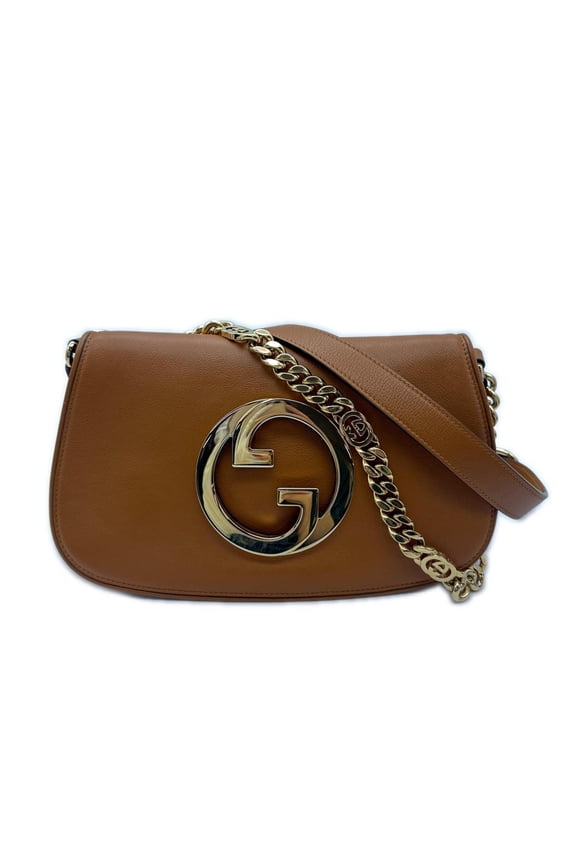 Pre-Owned GUCCI Blondie Shoulder Bag 699268 2-way Caramel Leather Women's