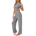 thumbnail image 4 of INSPIRE CHIC Women's Lounge Set Sleeveless Tank Top and Pants Sleepwear Soild Pajama Set S Grey, 4 of 6