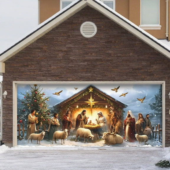 Large Garage Door Banner Outdoor Holiday Welcome Sign for Festive Seasonal Decoration in Front Porch or Yard