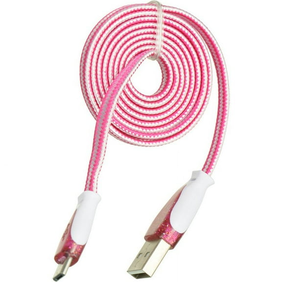 DW FLAT FABRIC DATA CABLE MICRO USB - Hot Pink