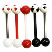 Set 5-hrt/spde/diam/clb/red Tongue Ring