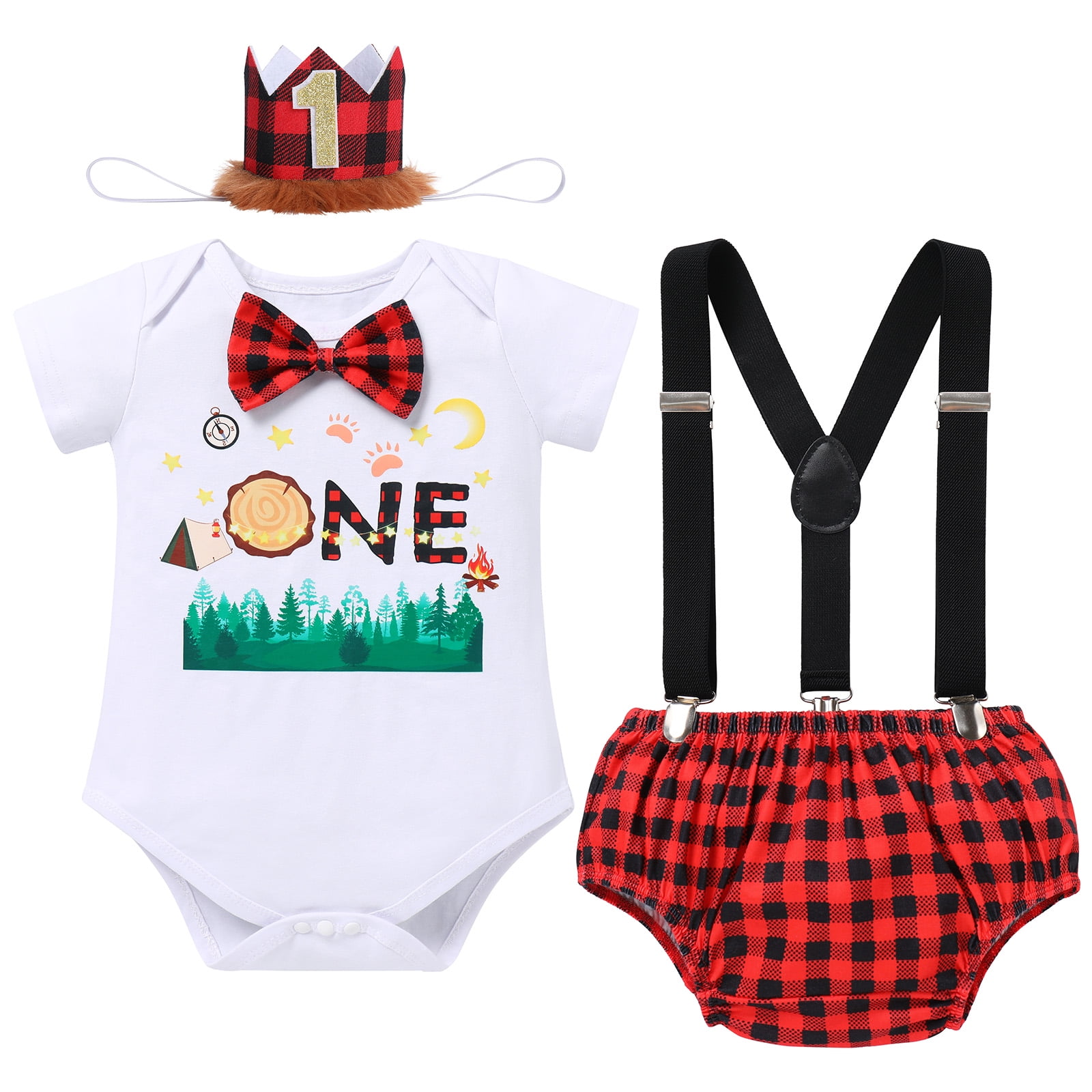 Baby Boy Camping Theme First 1st Birthday Cake Smash Outfit One Year