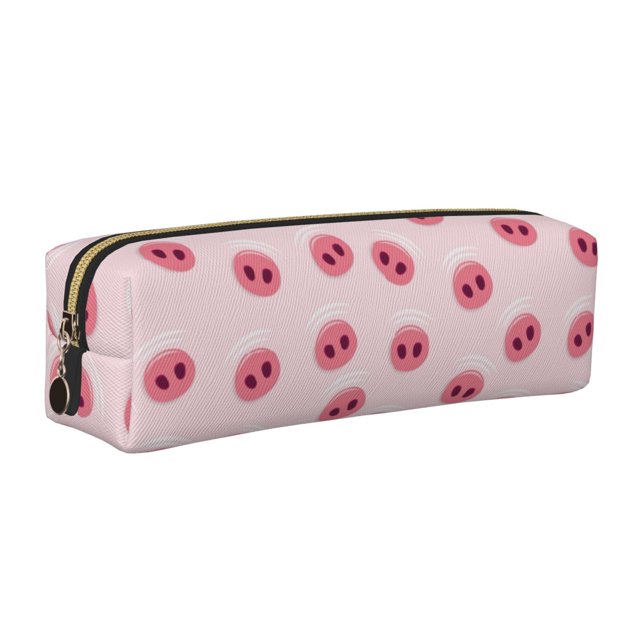 Disketp Cute Pig Nose Estuche de Lápices de Cuero con Cierre, Estuche Compacto para Papelería, Bolígrafos y Accesorios Pequeños