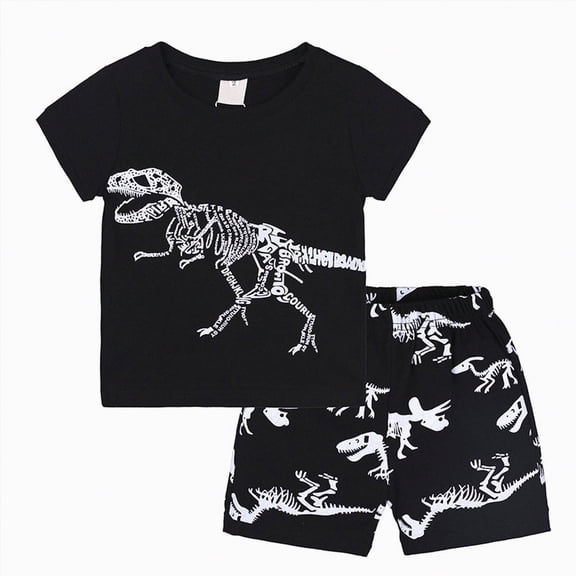 HCNTES Baby Boy Summer Outfit Cool Dinosaur Pattern 2Pcs Set Soft Toddler Summer Outfit for Boys