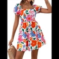 thumbnail image 3 of Vestido Bohemio Acampanado con Mangas Abullonadas y Volantes Fruncidos para Mujer L, 3 of 10