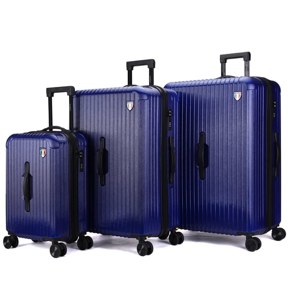 TUCCI Italy LINEA 3-Piece Hardshell Luggage Set With 360-Degree Spinner Wheels, 20”/28”/30” - Expandable, Lightweight, Anti‑Scratch Suitcase - Navy