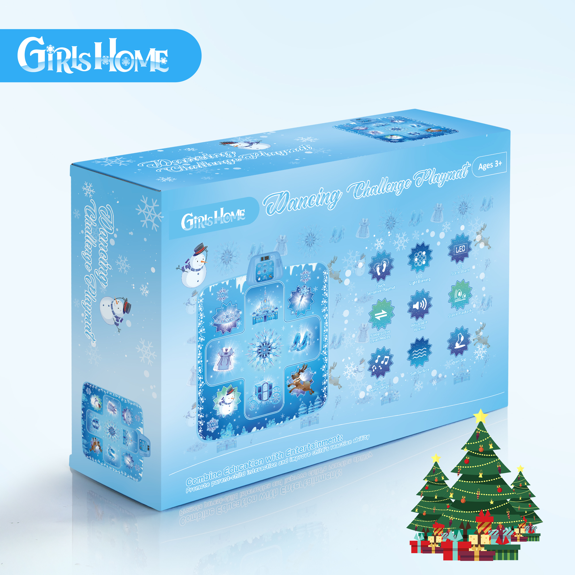 PERRYHOME Dance Mat - Frozen Toys for Girls Electronic Dance Pad with 5 Game Modes, Built-in Music, Touch Sensitive Light Up LED Kids Musical Mat, Christmas & Birthday Gift for Girls 3-12