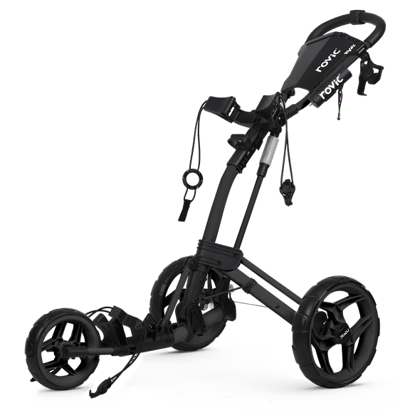 Rovic Model RV2L | 3-Wheel Golf Push Cart | Folding Collapsible Trolley (Charcoal/Black)