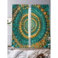 thumbnail image 2 of Teal Orange Sheer Curtains for Living Room Bedroom Ethnic Modern Abstract Geometric Sheer Curtains 96 Inch Long 2 Panels Set Light Filtering Curtain Window Treatments Drapes for Dining Room, 2 of 6