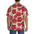 thumbnail image 3 of Rateoe Rose Flowers Pattern Men's Short Sleeve Classic Shirt, Casual Short-Sleeved Shirt, Lightweight Summer Shirt, Cuban Collar Shirt,Button-Front Shirt-X-Large, 3 of 5