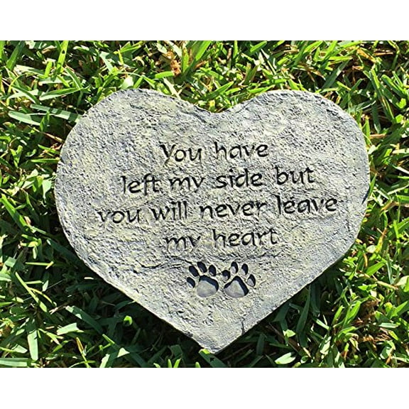Heart Shape Bereavement Memory Stone with Paw Prints "You Have Left My Side..."
