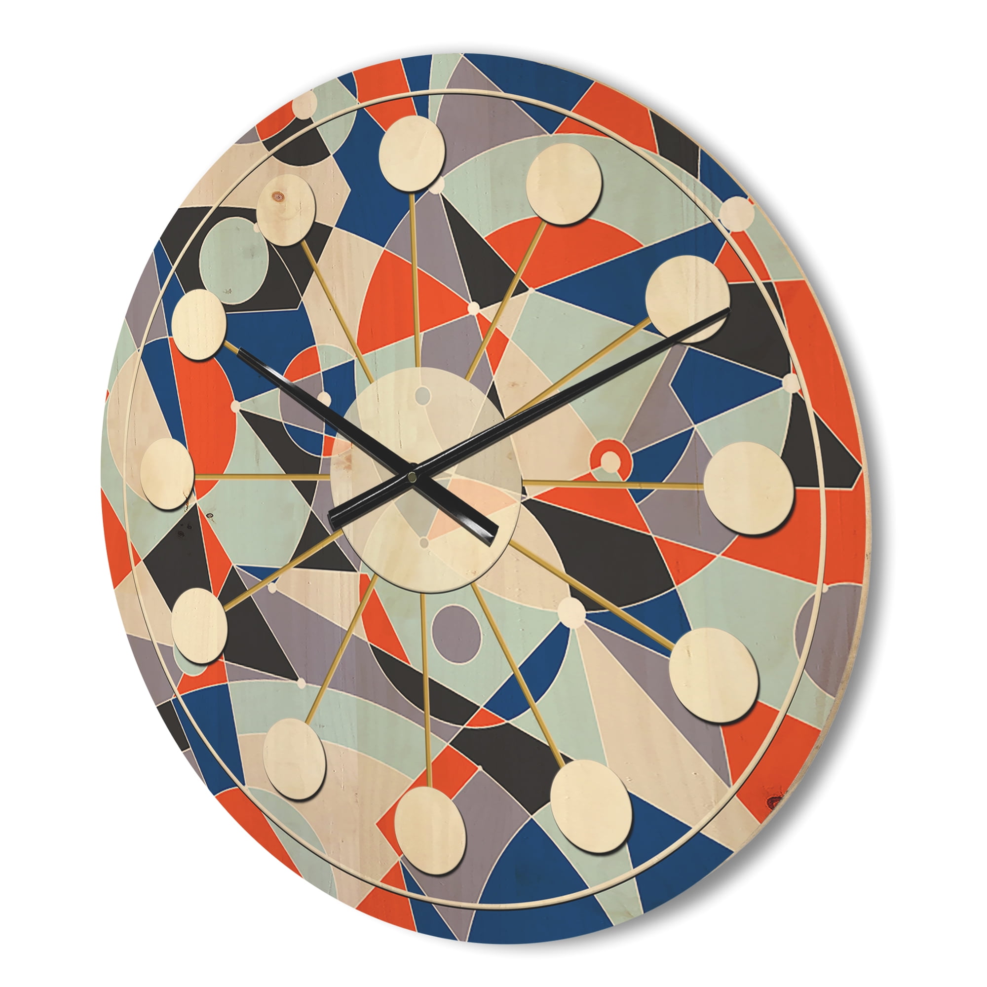 Designart 'Geometrical Retro Grid IV' Mid-Century Modern Wood Wall Clock
