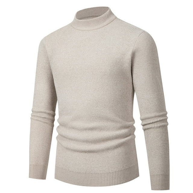 Pisexur Pull pour Hommes Mode Pull-Over Tunique Décontractée Couleur Unie Manches Longues Pull Tricoté Chaud Automne Hiver Demi-Col Roulé
