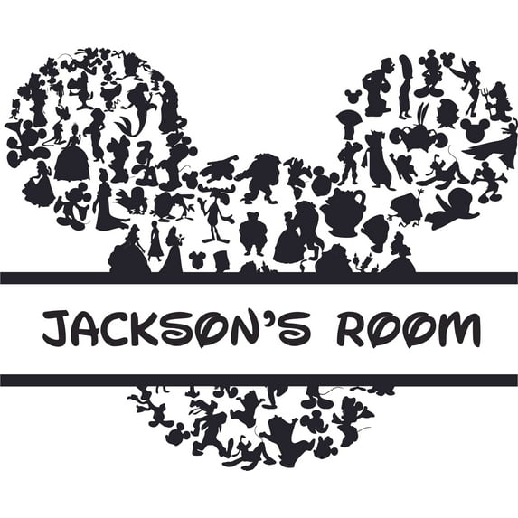 Head Character Cartoon Design Customized Name Wall Decal -Custom Vinyl Wall Art - Personalized Name - Baby Girls Boy Kid Bedroom Wall Decal Room Decor Sticker Decoration Size (10x8 inch)