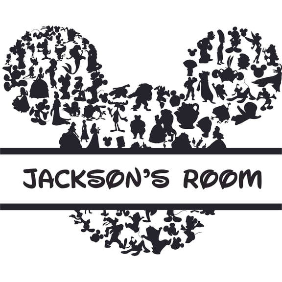 Head Character Cartoon Design Customized Name Wall Decal -Custom Vinyl Wall Art - Personalized Name - Baby Girls Boy Kid Bedroom Wall Decal Room Decor Sticker Decoration Size (40x35 inch)