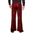 thumbnail image 3 of INSPIRE CHIC Sequins Pants for Men's Metallic Wide Leg Glitter Bell Bottom Flared Pants 30 Red, 3 of 6