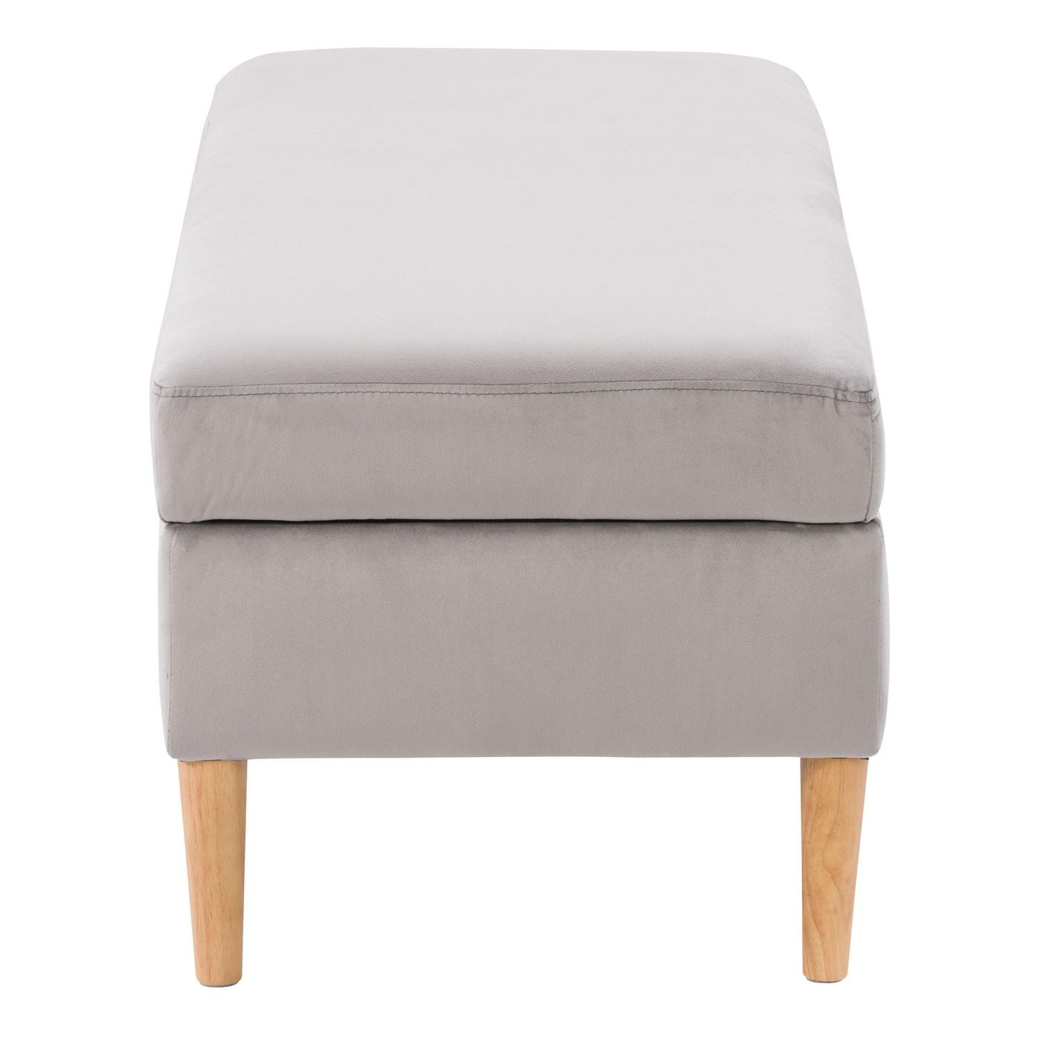 Pouf de rangement en velours Perry, gris clair