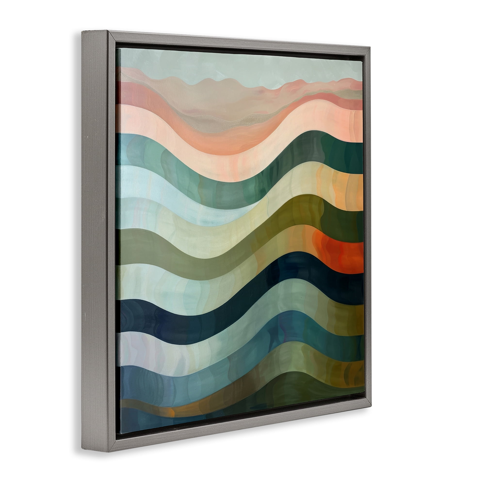 Stupell Industries Fluid Dynamic Stripes Abstract Painting Gray Floater Framed Canvas Art Print Wall Art, 25 x 25