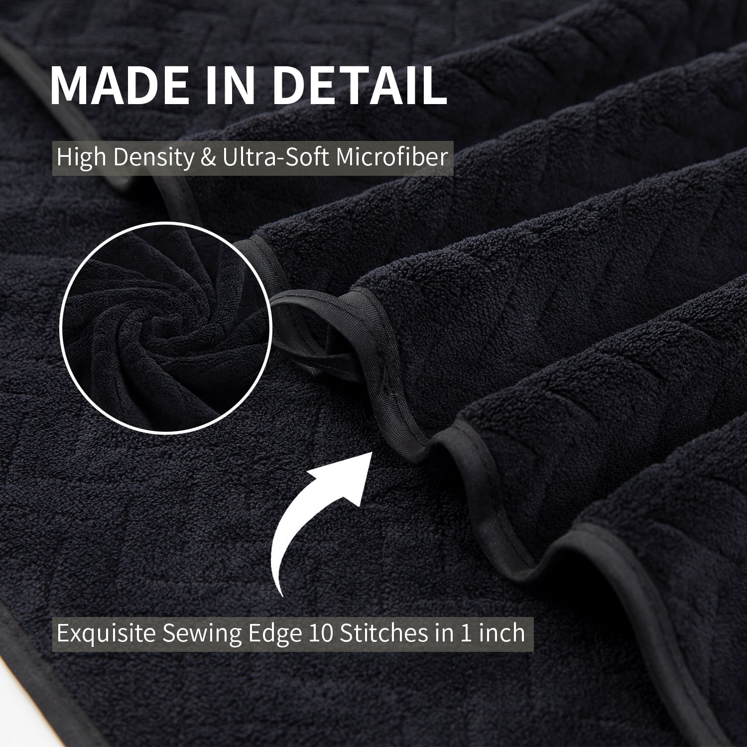 Jessy Home 12 Pack Black Hand Towel Set 16"x31" Soft Highly Absorbent Quick Dry Bathroom Bath Hand Towels Microfiber Plush Towels