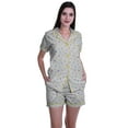 thumbnail image 1 of Moomaya Ensemble de Pyjama en Coton pour Femmes, Chemise de Nuit à Col Cranté à Manches Courtes, 1 of 6