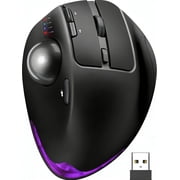 Ergonomic Wireless Trackball Mouse, Adjustable Angle, Thumb Control, Quiet Click, Rechargeable, Multi-Device Bluetooth & USB, for Windows Mac-Black Ball