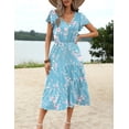 thumbnail image 4 of Vestido midi Zeagoo, casual, de verano, mangas onduladas, cuello en V, azul, 4 of 6