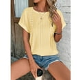 thumbnail image 3 of Womens Clothing Homenesgenics Womens Tops under $5 Women's Spring/Summer Fashion Casual Loose Round Neck Short Sleeve Women's Yellow L, 3 of 6