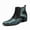 Green, variant on Men's Western-Inspired Ankle Boots, Two-Tone Patterned Chelsea Boots with Zipper & Studs, Pointed Toe Block Heel, and Cracked Leather Print