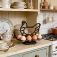 thumbnail image 5 of Cast Iron Chicken Egg Holder, Rustic Farmhouse Egg Rack, 8-Hole Cast Iron Egg Storage Tray For Kitchen Countertop Decor Black-18.5X16.5CM, 5 of 5